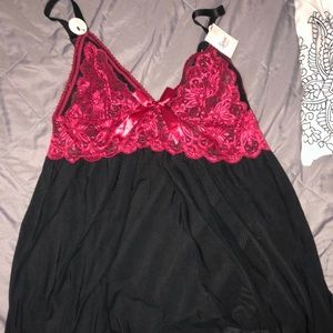 Red and Black Lace Babydoll